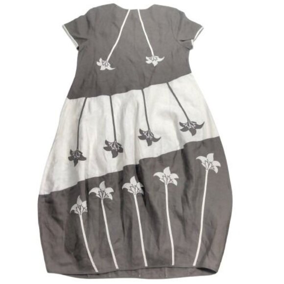 Chesca Dresses & Skirts - Chesca Floral Linen Lagenlook Modest Embroidered Artsy Gray White Maxi D…